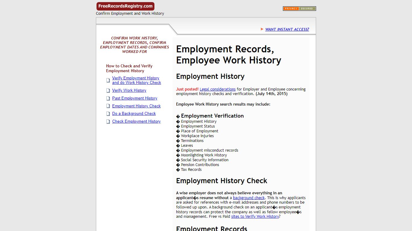 Check Employment History - freerecordsregistry.com